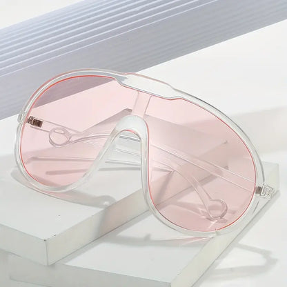 Lunettes de soleil surdimensionnées une pièce pour femmes et hommes, monture transparente Y2K, accessoires Photo décontractés en plein air, pour fête et plage 