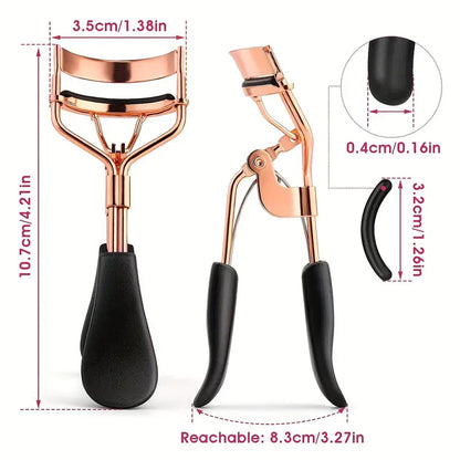 6 In 1 Lash Curler Set Eyelash Curler Eyebrow Brush Kit For Women With Lash Curler, Eyelash Comb Seperator, Mascara Brushes, Angled Eyebrow Brush And Comb, 10 Silicone Refills Pads For Lash & Brow