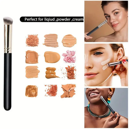 Under Eye Concealer Brush Mini Angled Flat Top Kabuki Nose Contour Brush Soft Dense Bristles Full Coverage For Concealing Blending Setting Buffing With Powder Liquid Cream Cosmetic Pro Small Makeup Foundation Brush