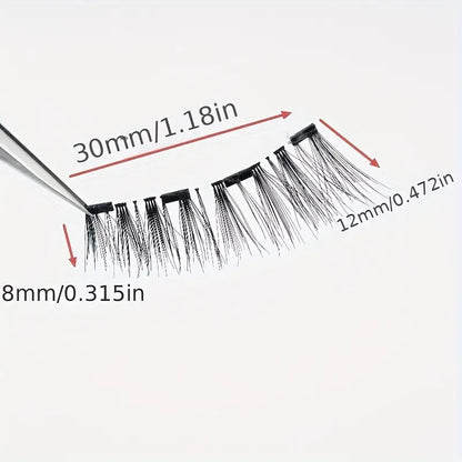 Quick & Easy Reusable Magnetic Eyelashes: Natural Look, 0.07mm Thickness, 10-12mm Length, B Curl, Glue-Free, Beginner-friendly, Includes Curler & Mirror