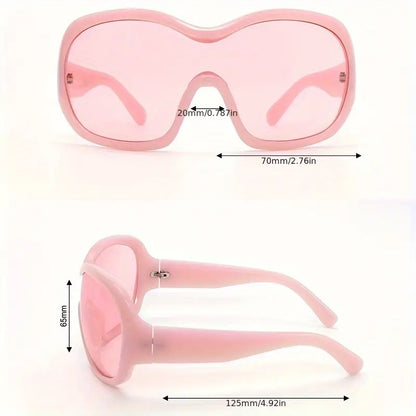 Y2K Wrap Around Sunglasses For Women Men Large One-piece Fashion Shield Sun Shades For Vacation Beach Party