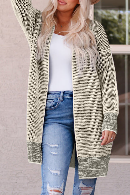 Cardigan long chiné ouvert sur le devant