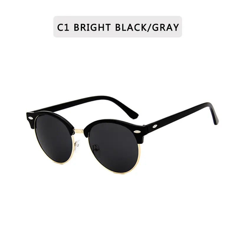 Half Rimless Metal Frame Sunglasses Classic Punk Round Shades Eyeglasses Vintage Women's Outdoor Hiking Driving Eyewear