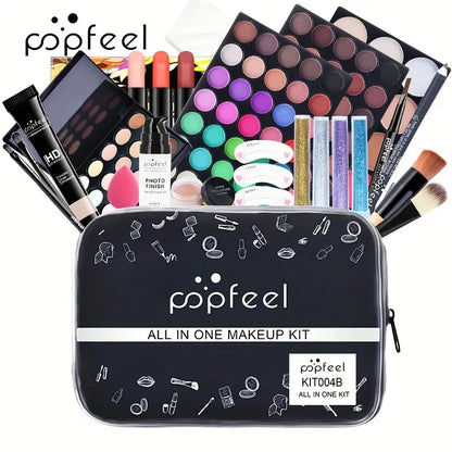 All-In-One Berry Makeup Set: Complete Kit with Eyeshadow Palette, Lip Gloss, Lipstick, Concealer, Liquid Foundation, Makeup Brush & Stylish Gift Box