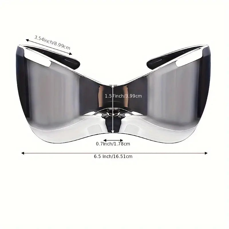 Y2K One-piece Fashion Sunglasses For Women Men Cyberpunk Mirror Lens Shield Glasses For Motorcycling Beach Party Club