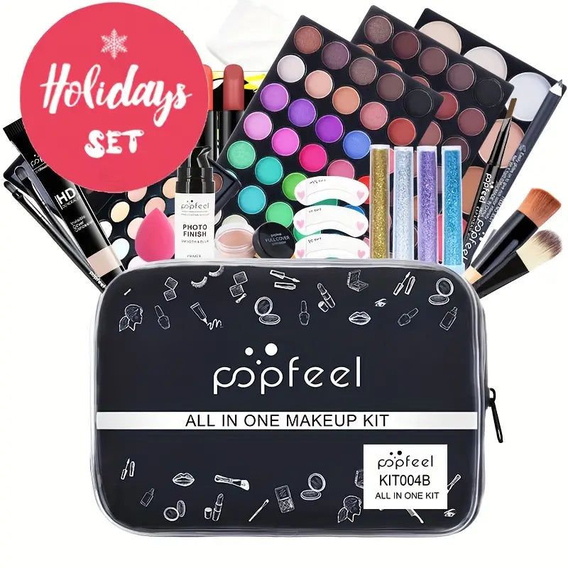 All-In-One Berry Makeup Set: Complete Kit with Eyeshadow Palette, Lip Gloss, Lipstick, Concealer, Liquid Foundation, Makeup Brush & Stylish Gift Box