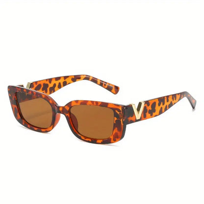 Women's Retro 90s Y2K Punk Rectangle Sunglasses - Cat Eye Style, Anti-Reflective Lenses, and Plastic Frame Material