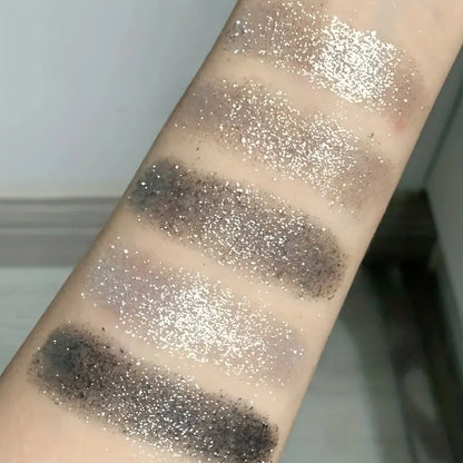 Black Swan 9 Color Eyeshadow Palette, Smokey Punk Style, Light Grey Dark Silver Cool Pearly And Shimmer Eyeshadow Makeup