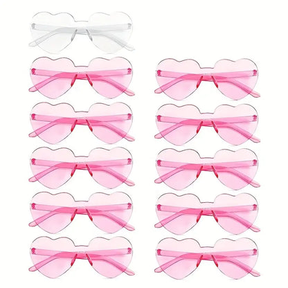 10 Packs, Heart Shaped Sunglasses Rimless Bride Sunglasses Transparent Heart Glasses Bachelorette Holiday Party Favor, Party Decor, Party Supplies, Cool Decor, Cute Aesthetic Stuff, Cool Gadgets, Unusual Items, Weird Stuff