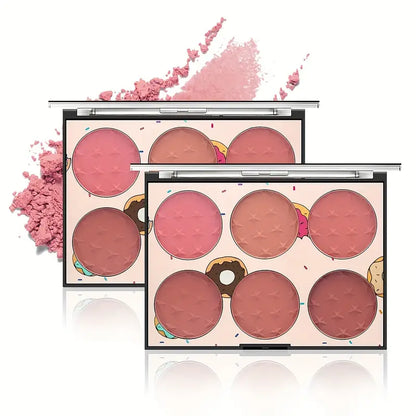 6-Color Matte Blush Palette for All Skin Tones - Waterproof, Long-lasting, Hypoallergenic, Coral/Pink/Red Shades & Cruelty-Free