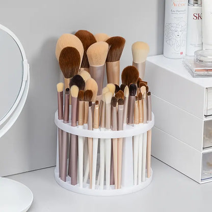 1Pc Makeup Brush Storage Holder Round Multifunctional Makeup Organizer Bathroom Countertop Storage Case Makeup Brush Air-Dry Stand Rack For Pens Pencils Eyeliner Makeup Brush