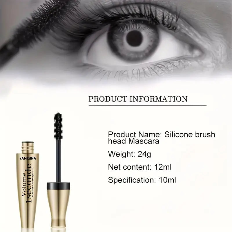 Mascara imperméable à effet épaississant et recourbé - Tête de brosse en silicone pour des cils longue durée 