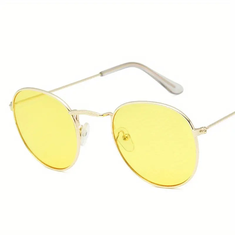 Round Metal Fashion Sunglasses For Women Men Brand Designer Mirror Lens Glasses For Driving Travel