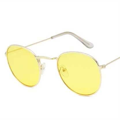 Round Metal Fashion Sunglasses For Women Men Brand Designer Mirror Lens Glasses For Driving Travel