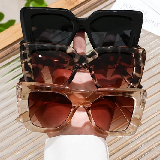 3pcs Large Square Fashion Sunglasses For Women Men Casual Anti Glare Sun Shades For Vacation Beach Travel