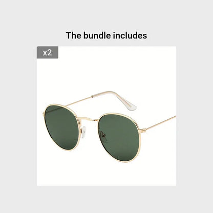 Round Metal Fashion Sunglasses For Women Men Brand Designer Mirror Lens Glasses For Driving Travel