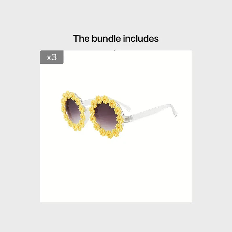 Daisy Decor Round Frame Sunglasses For Women Men Gradient Lens Clear Frame Glasses Photo Prop Eyewear