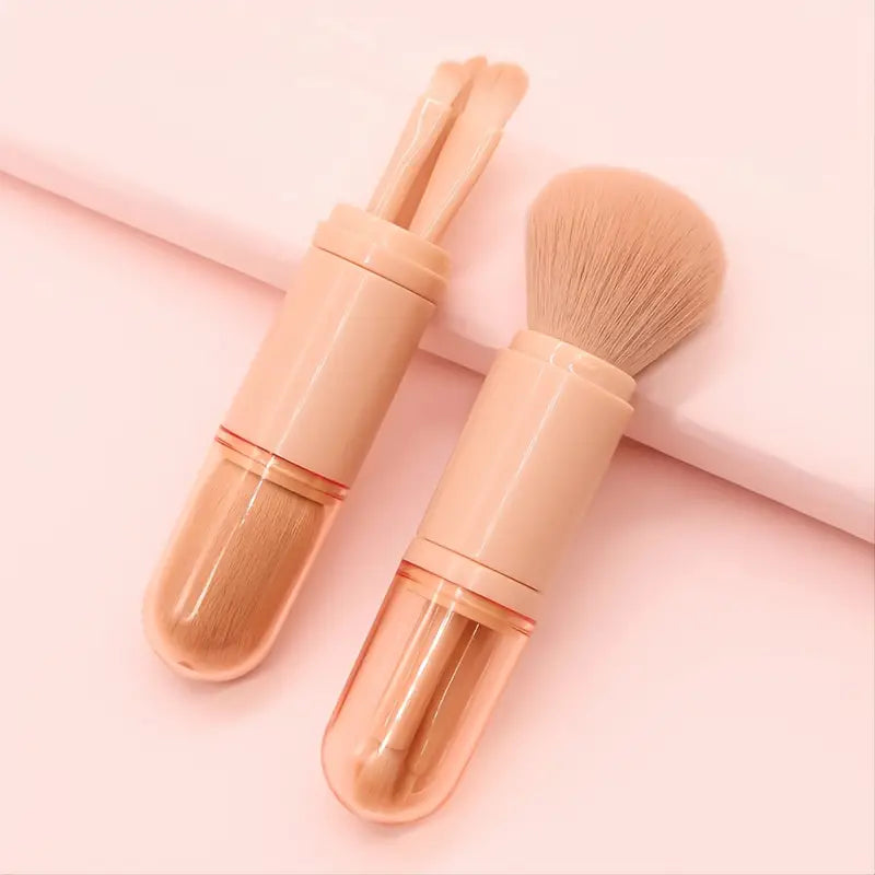 4 In 1 Makeup Brush Kit, Facial Highlight Brushes, Mini Eye Eyeshadow Brush, Retractable Handle Makeup Brush, Portable Travel Mini Loose Powder Brush, Women Cosmetics Makeup Brush Tools