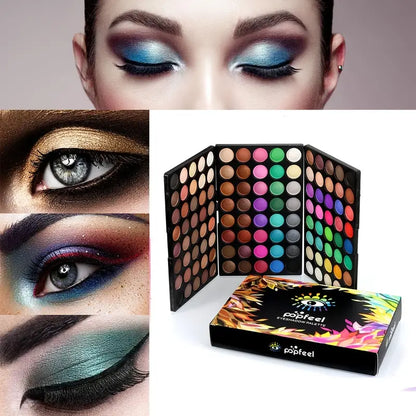 POPFEEL Palette de fards à paupières de plus de 19 couleurs sans cruauté envers les animaux - Ensemble de maquillage pour les yeux compact 3 en 1 multicolore aux finitions mates et chatoyantes pour un glamour en déplacement 