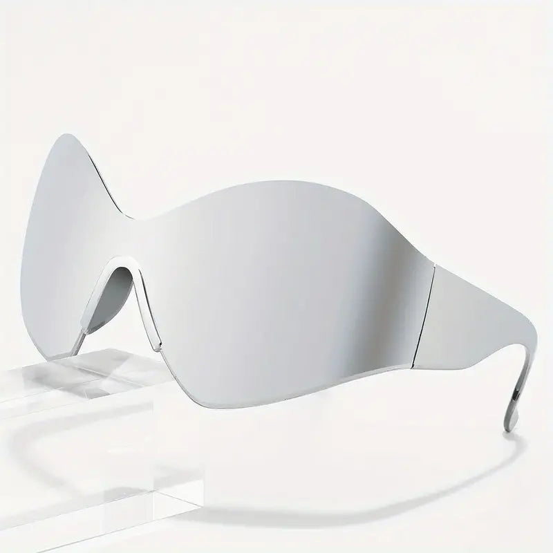 Y2K One-piece Fashion Sunglasses For Women Men Futuristic Full Wrap Around Outdoor Glasses For Cycling Beach Party Club