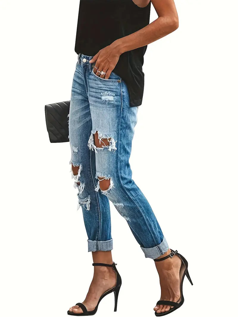 Women's Denim Jeans: Ripped, Loose, and Distressed for a Stylish Look!