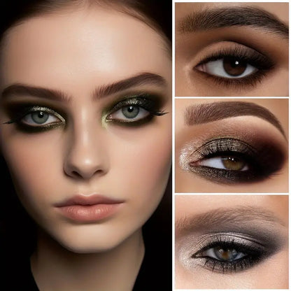 Edgy Goth Glam : Palette de fards à paupières 12 couleurs sans sulfate avec des tons noirs, marron et neutres fumés - De délicieux choix mats et chatoyants pour des looks inoubliables 