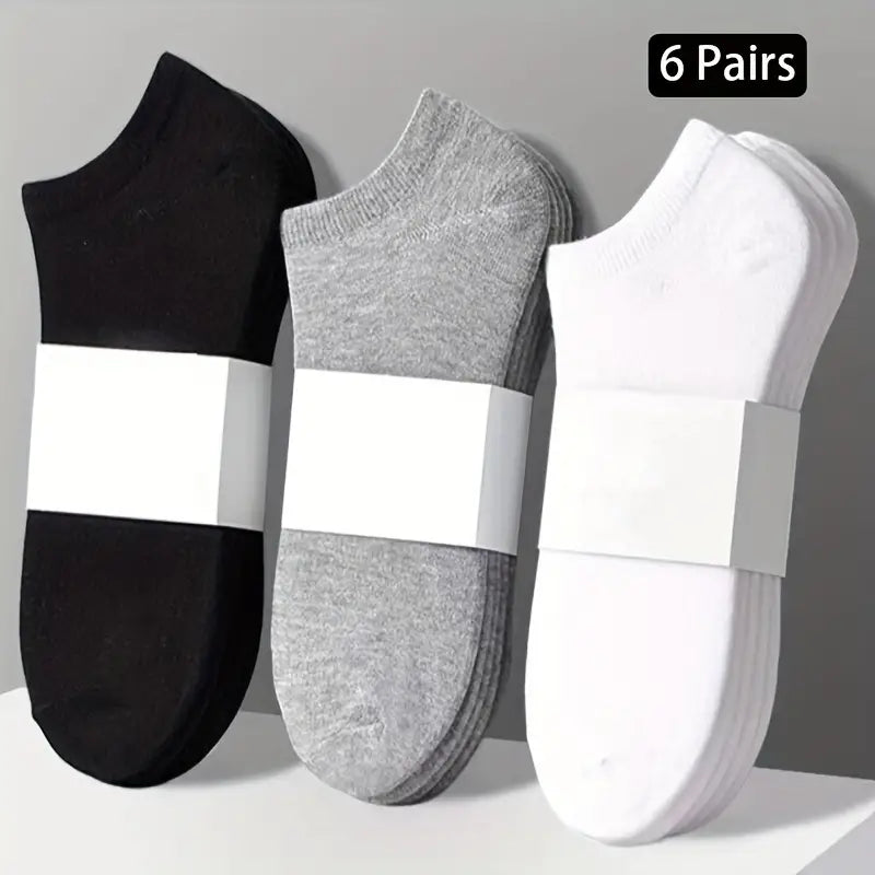 6 Pairs Classic Solid Ankle Socks, Comfy & Breathable All-match Socks, Women's Stockings & Hosiery