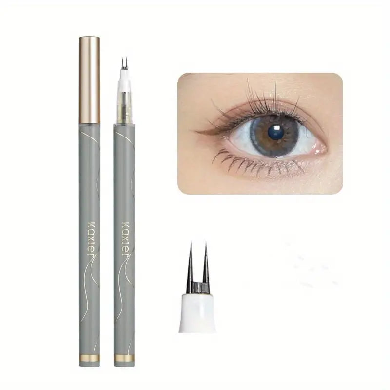 1pc Double Tip Lower Eyelash Pencil, Ultra-Fine Liquid Eyeliner, Long Lasting Quick-Drying Split Fork Eyeliner Pen