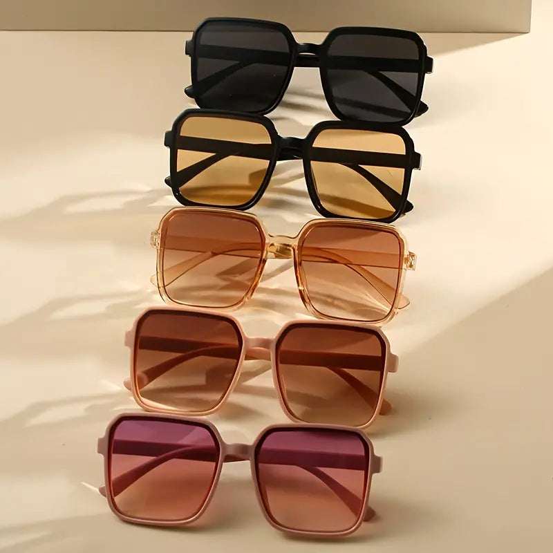 5pcs Oversized Square Sunglasses For Women Men Casual Anti Glare Sun Shades For Party Beach Travel