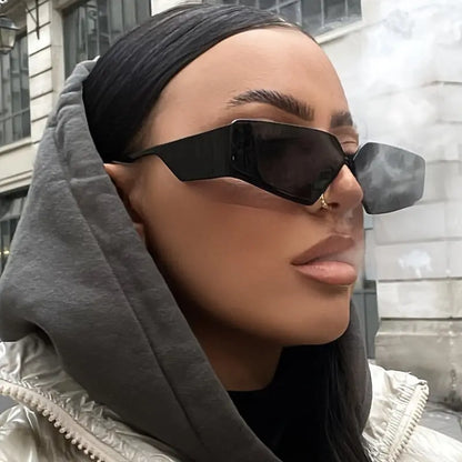 Y2K Semi Rimless Sunglasses For Women Men Futuristic Fashion Anti Glare Sun Shades For Beach Party Club