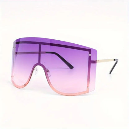 Oversized Rimless Sunglasses For Women Men Ombre Y2K Fashion One-piece Shield Sun Shades For Cycling Beach Party