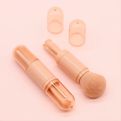 4 In 1 Makeup Brush Kit, Facial Highlight Brushes, Mini Eye Eyeshadow Brush, Retractable Handle Makeup Brush, Portable Travel Mini Loose Powder Brush, Women Cosmetics Makeup Brush Tools