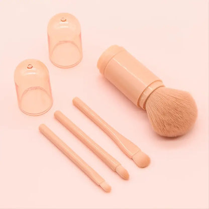 4 In 1 Makeup Brush Kit, Facial Highlight Brushes, Mini Eye Eyeshadow Brush, Retractable Handle Makeup Brush, Portable Travel Mini Loose Powder Brush, Women Cosmetics Makeup Brush Tools