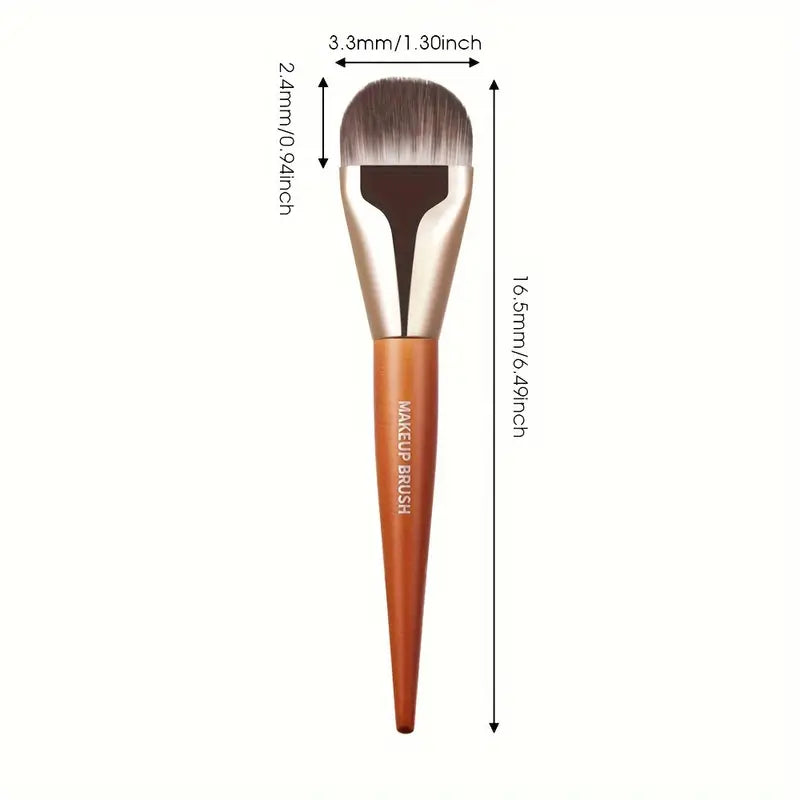 Hypoallergenic Ultra-Thin Broad Tongue Foundation Brush for All Skin Types - High-density Nylon Bristles for Seamless Coverage, Ergonomic Wooden Handle