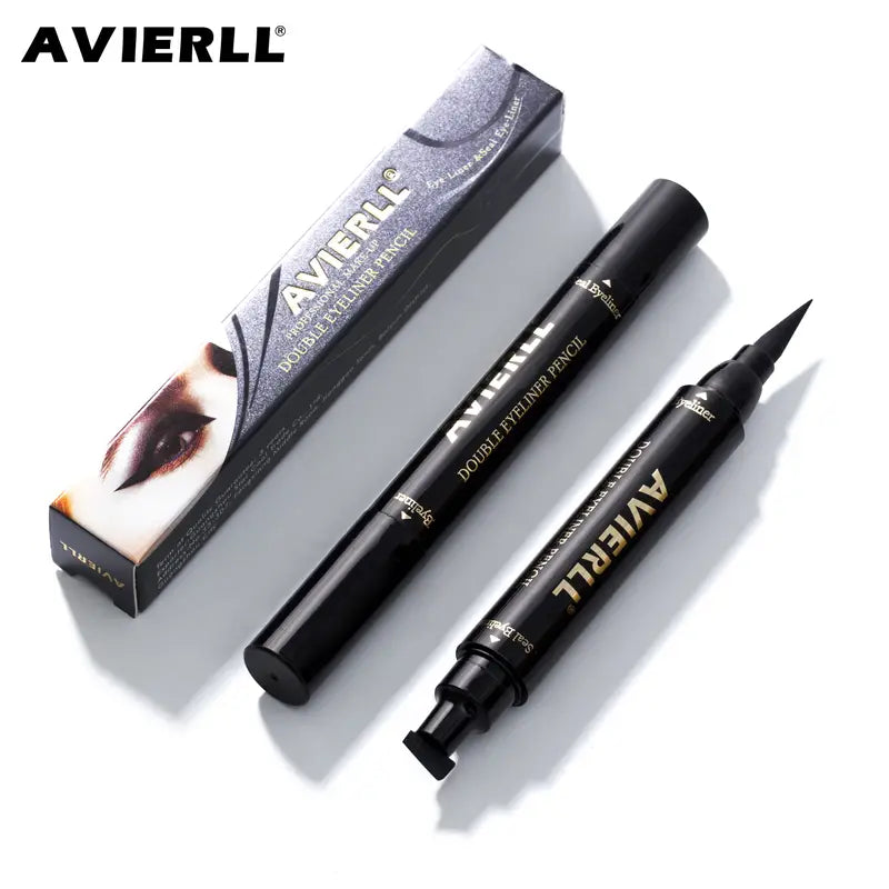 Waterproof, 2-in-1 Winged Eyeliner Stamp - Smudge-Proof & Long-Wearing for Perfect Cat Eye & Vamp Black Look, Alcohol-Free Liquid Formula, Delivers Quick Flick & Flawless Application