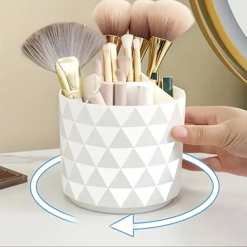 360° Rotating Makeup Brush Holder, Suitable For Bathroom & Dressing Table, Desk Storage Box For Makeup Brushes, Eyeliners, Lipsticks, Eyebrow Pencils