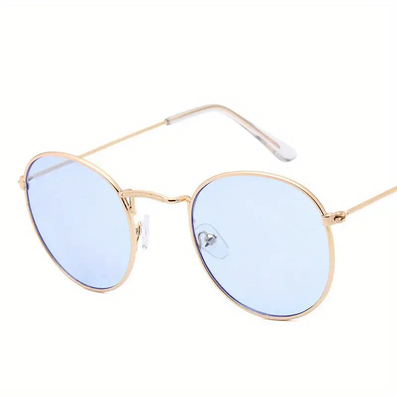 Round Metal Fashion Sunglasses For Women Men Brand Designer Mirror Lens Glasses For Driving Travel