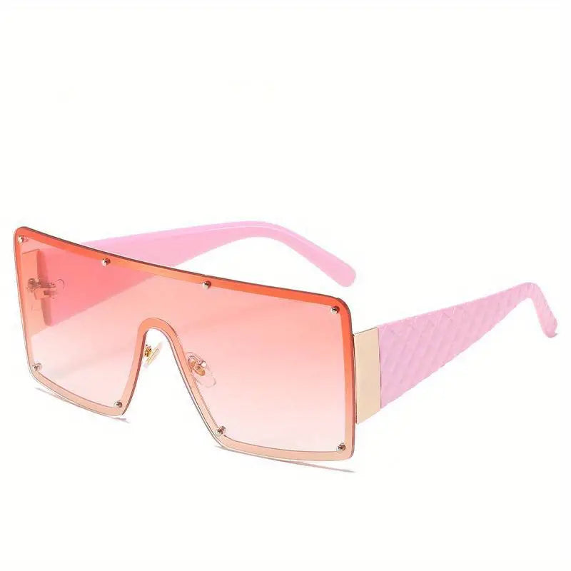 Oversized Flat Top Sunglasses For Women Men One-piece Ombre Lens Glasses Rivet Decor Shield Fashion Eyewear