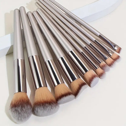 Pro Multi-Functional Expert 10pc Makeup Brush Set: All-n-One, Premium Nylon Bristles, Durable ABS Plastic Rod, Alcohol-Free, Perfect for All Skin Types