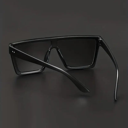 Oversized Flat Top Fashion Sunglasses For Women Men Y2K Rivet Decor Square Frame Glasses Solid Outdoor Eyewear