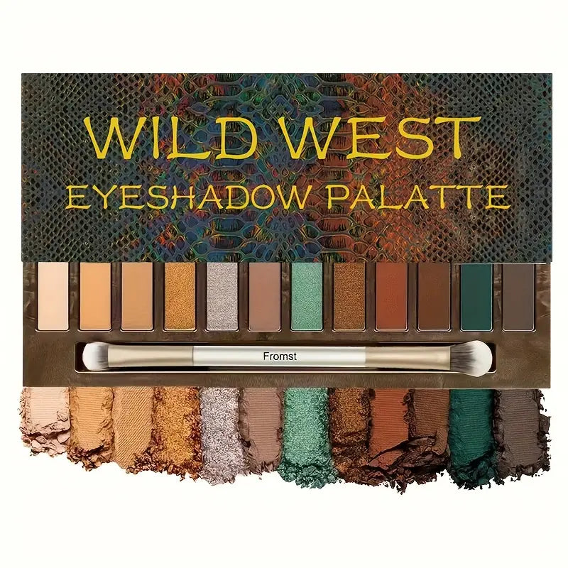 12 Colors Eyeshadow Palette Matte Shimmer Metallic Texture Green Brown Taupe Color Eyeshadow Palette