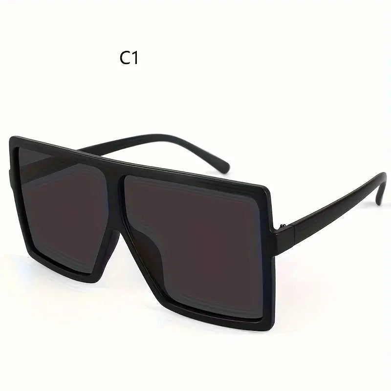 KROKODIL Oversized Square Fashion Sunglasses For Women Men Casual Flat Top Sun Shades For Driving Beach Party