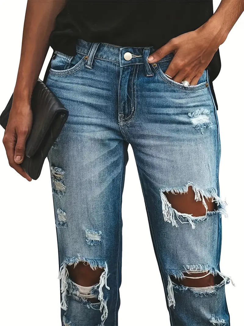 Women's Denim Jeans: Ripped, Loose, and Distressed for a Stylish Look!