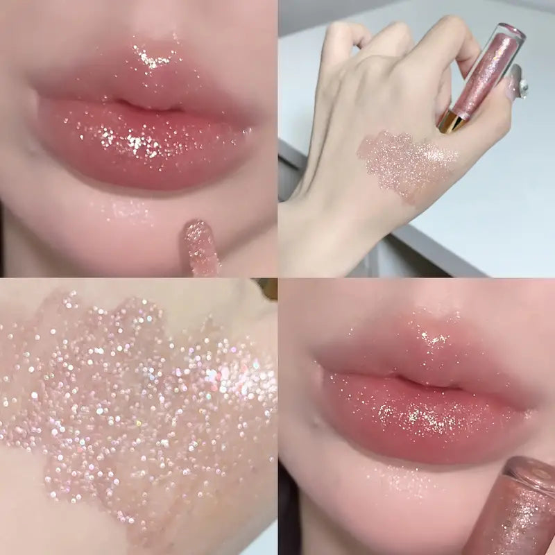 1pc Sparkling Glitter Lip Gloss, Stacked Lipstick Lip Glaze Shimmer With A Good Looking, Moisturizing Tinted Gel, Anti-Cracking Tinted Lip Balm For Autumn And Winter Valentine's Day Gifts