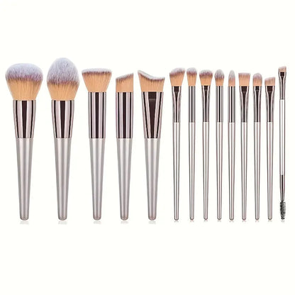 14pcs Professional Makeup Brushes Kit For Face Highlighter Powder Blush Contour Eyeshadow Eyebrow Concealer Blending Complete Function Face Eye Lip Makeup Brush Set For Makeup Beginner