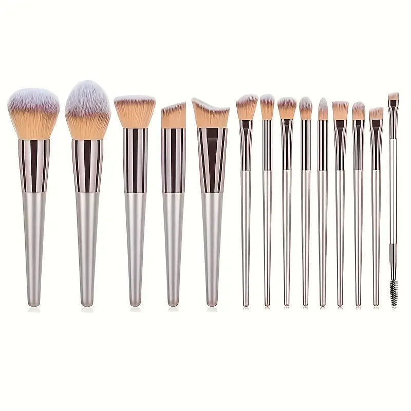 14pcs Professional Makeup Brushes Kit For Face Highlighter Powder Blush Contour Eyeshadow Eyebrow Concealer Blending Complete Function Face Eye Lip Makeup Brush Set For Makeup Beginner