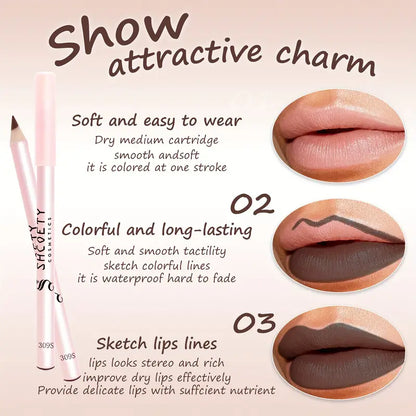 Waterproof Matte Brown Lip Liner: Long-lasting, Easy-to-Color Pencil for All Skin Types – Perfect for Lip Definition & Retouching