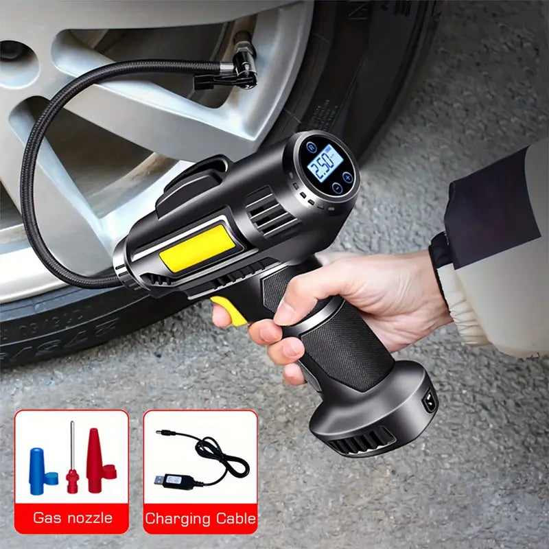 Portable Car Air Compressor, 120W Wireless Handheld Car Inflatable Pump Electric, Automobiles Tire Inflator With LED Light For Car