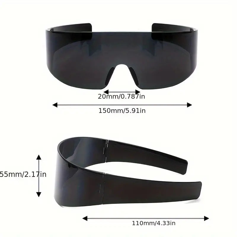 Y2K One-piece Sunglasses For Women Men Futuristic Mirrored Fashion Rimless Sun Shades For Cycling Beach Party