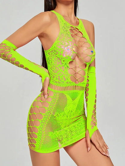 Women's Sexy Lingerie Fishnet Perspective Bodycon Dress - Perfect for Clubwear and Turning Heads!